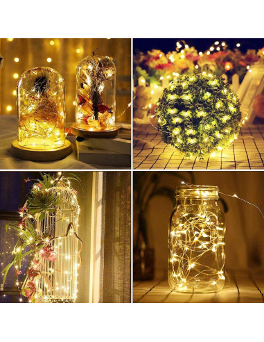 Luces de Cuerda Solares DAYLIGHTIR 20M 200 LED 8 Modos Blanco Cálido