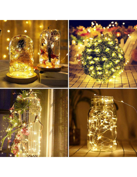 Luces de Cuerda Solares DAYLIGHTIR 20M 200 LED 8 Modos Blanco Cálido