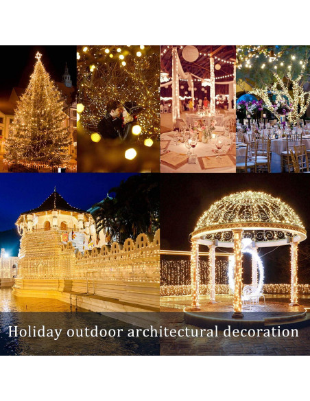 Luces de Cuerda Solares DAYLIGHTIR 20M 200 LED 8 Modos Blanco Cálido