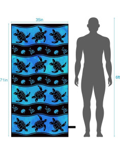 Toalla de Playa Microfibra MelonBoat Tortuga Azul 180x89cm 2