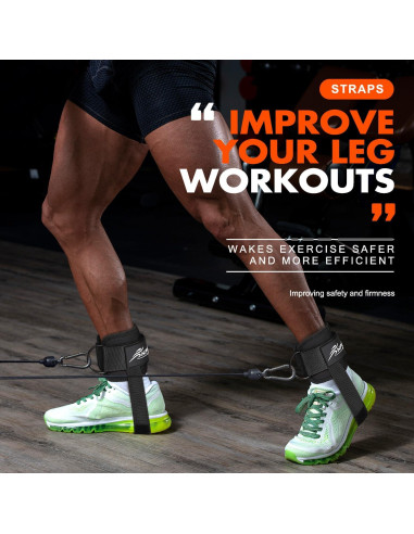 Correas de Tobillo Acolchadas HPYGN para Gimnasio - Negro