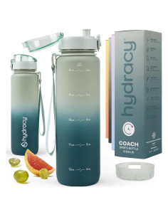 Botella de Agua Hydracy Coach 1L Verde Salvia a Prueba de Fugas