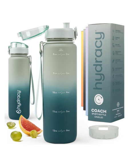 Botella de Agua Hydracy Coach 1L Verde Salvia a Prueba de Fugas