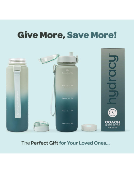 Botella de Agua Hydracy Coach 1L Verde Salvia a Prueba de Fugas