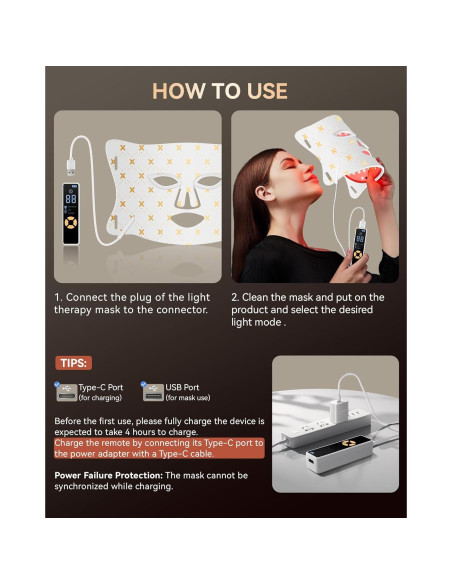 Máscara de Terapia de Luz LED FOLOKE para Cuidado Facial