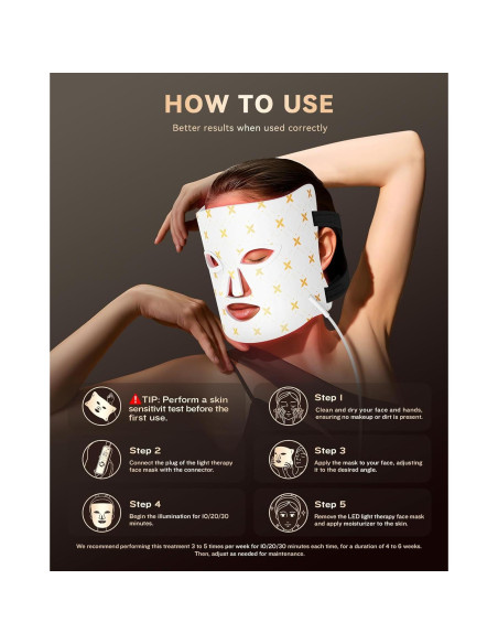 Máscara de Terapia de Luz LED FOLOKE para Cuidado Facial