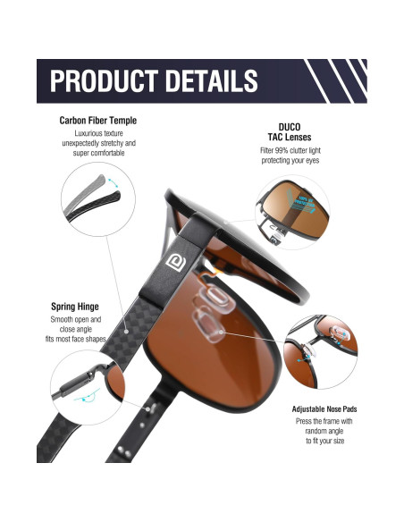Gafas de sol aviador DUCO polarizadas UV para hombres 3051 Gafas de sol aviador DUCO polarizadas UV para hombres 3051