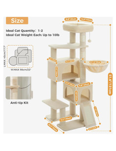 Árbol para Gatos PAWZ Road 131 cm Beige con 2 Condominios 2