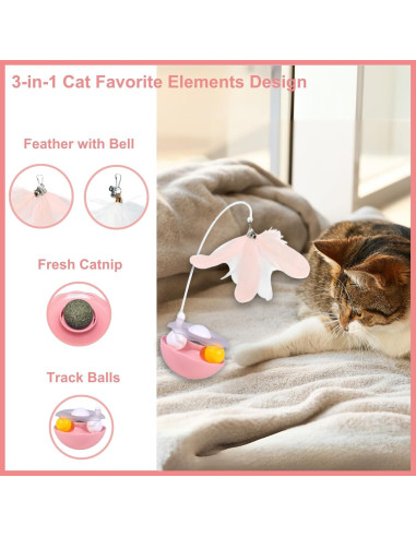 Juguete Interactivo para Gatos YallMiaul con Plumas y Hierba Gatera