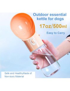 Botella de Agua para Perros ARMLULU 500ml Naranja a Prueba de Fugas 2