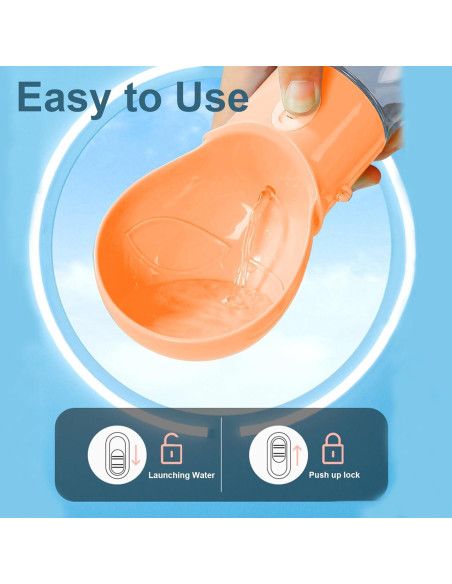 Botella de Agua para Perros ARMLULU 500ml Naranja a Prueba de Fugas