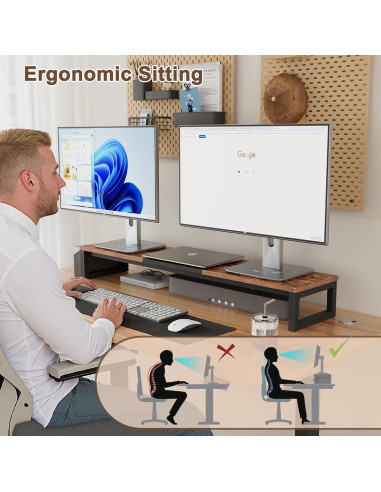 Soporte Elevador para Doble Monitor LAND-VOI 105.4 cm Madera