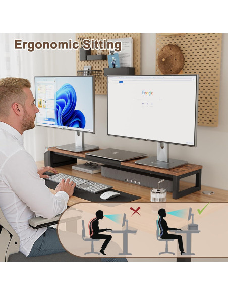 Soporte Elevador para Doble Monitor LAND-VOI 105.4 cm Madera