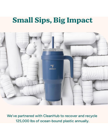 Taza Aislada REDUCE 40 oz con Asa y Popote Reutilizable