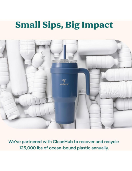 Taza Aislada REDUCE 40 oz con Asa y Popote Reutilizable