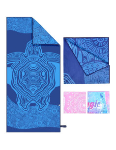 Toalla de Playa Microfibra MaciRept Tortuga Azul 76x152 cm 2