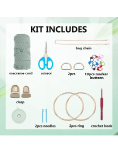 Kit de Macramé ACRNIGHEET para Mujeres - Bolsa DIY Boho 2