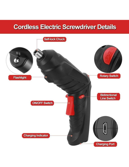 Destornillador Eléctrico Blarie Recargable con Accesorios