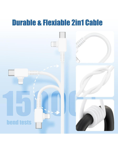 Cable de carga rápida USB C 2 en 1 para iPhone 3m - ZYH-J15