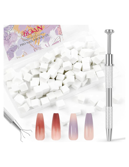 Esponjas de Uñas BQAN 100pcs 0.99cm Plata para Ombre
