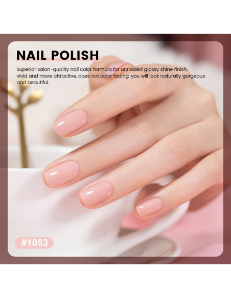 Set Esmalte de Uñas Gel y Laca Rosa Nude 15ml 2pcs RARJSM