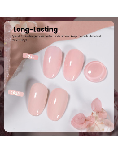 Set Esmalte de Uñas Gel y Laca Rosa Nude 15ml 2pcs RARJSM