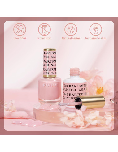 Set Esmalte de Uñas Gel y Laca Rosa Nude 15ml 2pcs RARJSM