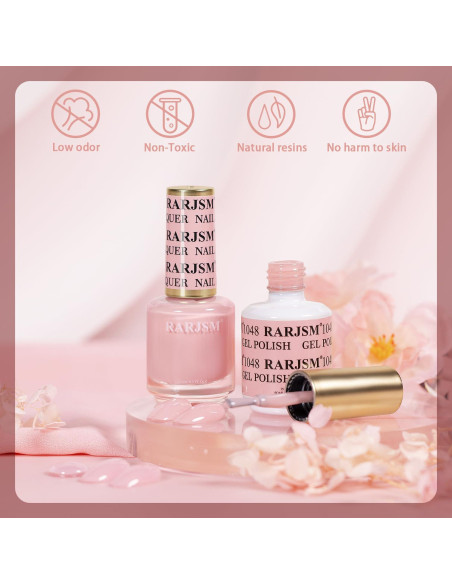 Set Esmalte de Uñas Gel y Laca Rosa Nude 15ml 2pcs RARJSM