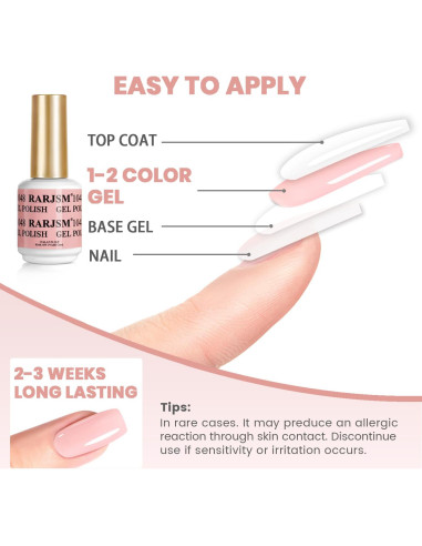 Set Esmalte de Uñas Gel y Laca Rosa Nude 15ml 2pcs RARJSM