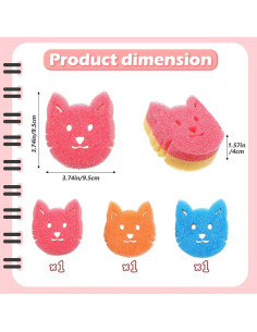 Esponjas de Limpieza Doble Cara Qianyu 4 Pcs Rosa Naranja Azul 2