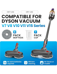 Cabezal de Mopa Eléctrico BTRSOLUS para Aspiradora Dyson V7 V8 V10 V11 V15 2