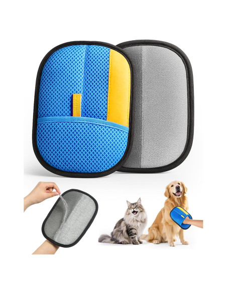 Guantes de Acicalamiento Reutilizables JGLXF - Eliminación Pelo Mascota Azul