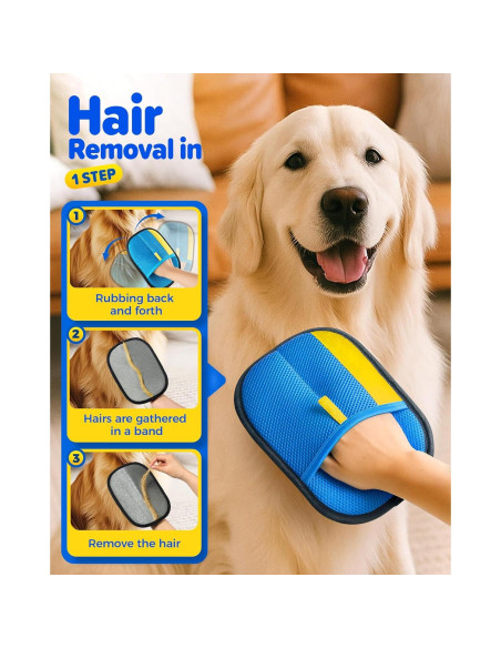 Guantes de Acicalamiento Reutilizables JGLXF - Eliminación Pelo Mascota Azul