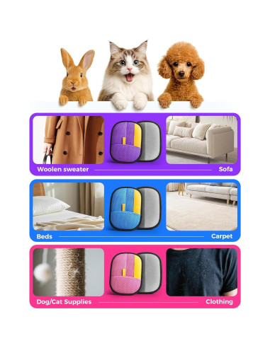 Guantes de Acicalamiento Reutilizables JGLXF - Eliminación Pelo Mascota Azul