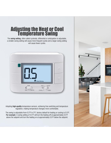 Termostato Digital Aowel AW721 2 Calor 1 Frío Pantalla 5"