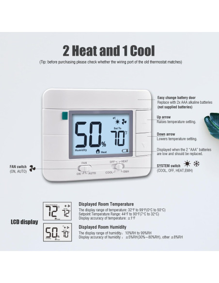 Termostato Digital Aowel AW721 2 Calor 1 Frío Pantalla 5"