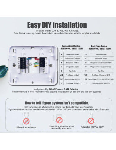 Termostato Digital Aowel AW721 2 Calor 1 Frío Pantalla 5"