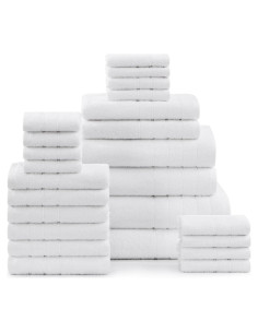 Juego de Toallas de Baño Casa Platino 24 Piezas 100% Algodón Blanco