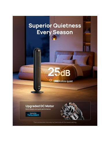Calefactor Dreo 42" Eléctrico PTC con Control Remoto y Oscilación
