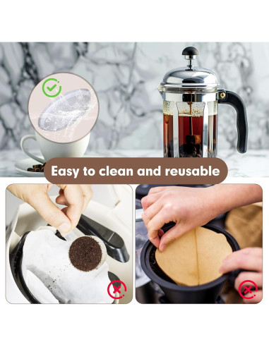 8 Filtros Repuestos Acero Inoxidable para Prensa Francesa 1L