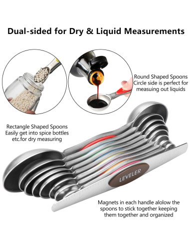 Juego de Cucharas Medidoras Magnéticas CHAMTILE Acero Inoxidable