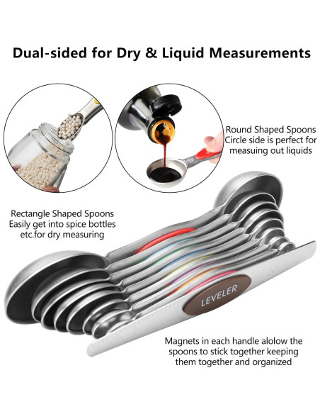 Juego de Cucharas Medidoras Magnéticas CHAMTILE Acero Inoxidable