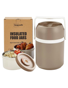 Termo de Alimentos Aislado Xeipenfit 51 oz Gris 2 Compartimentos