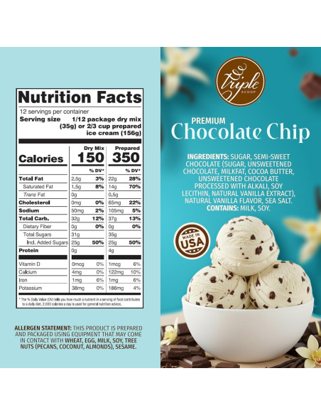 Mezcla de Helado Premium Triple Scoop Vainilla con Chocolate 1.4kg