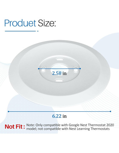 Cubierta de Placa de Pared ChangTa para Termostato Nest 2020 - 2 Piezas