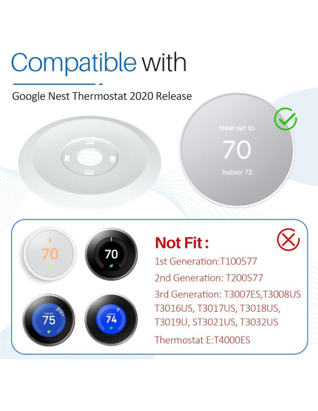 Cubierta de Placa de Pared ChangTa para Termostato Nest 2020 - 2 Piezas