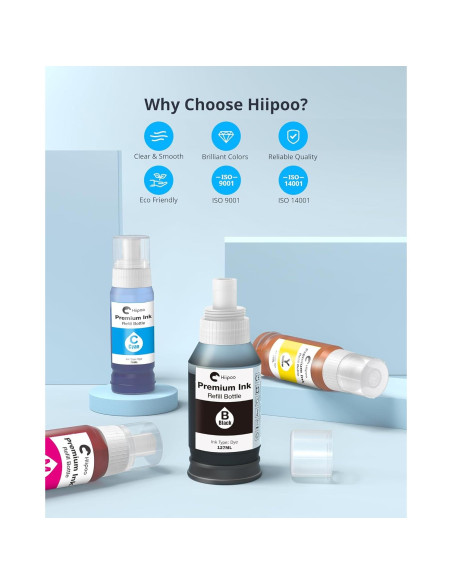 Botella de Tinta de Reemplazo Hiipoo 502 522 para Epson