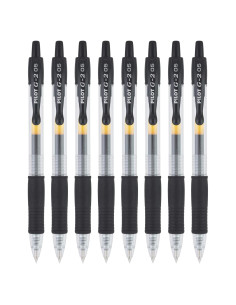 Bolígrafos de Gel Pilot G2, Punta Extra Fina 0.5 mm, 8 Pzs, Negro