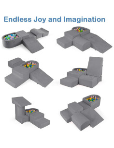 Set de Juego de Escalada INFANS 5 Piezas Espuma Suave Gris 2