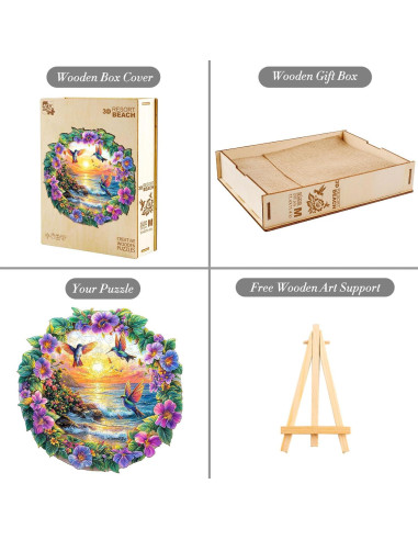 Rompecabezas de Madera AEEKDOOK 100 Piezas Playa Resort 21.6cm